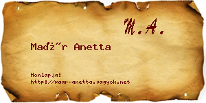 Maár Anetta névjegykártya